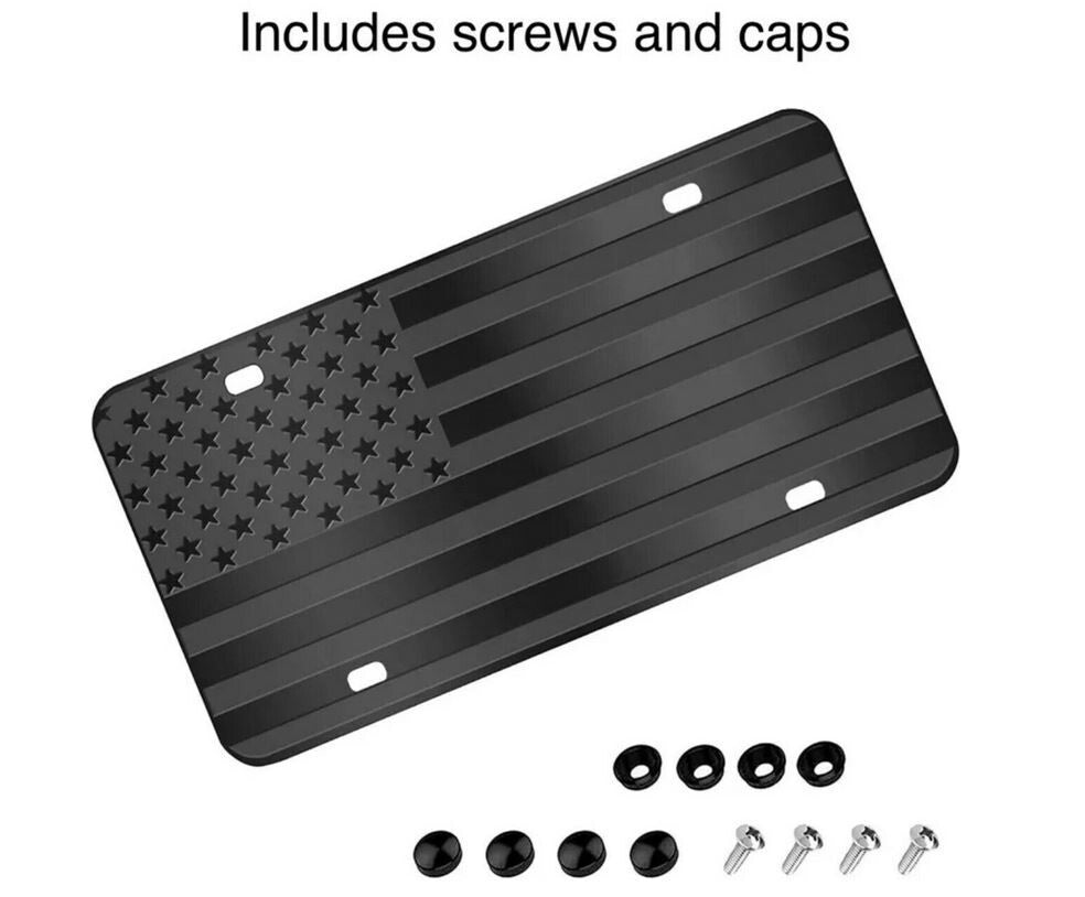 Black American flag car license plate cover, trunk boot, and rear cover for Cadillac 12x6