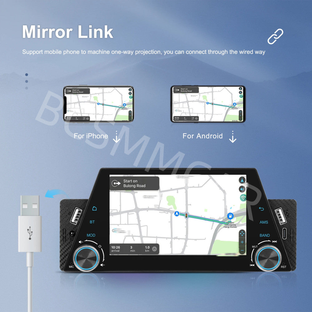 Touch Screen Car Stereo Radio 5in Bluetooth FM For Apple Carplay Android Auto