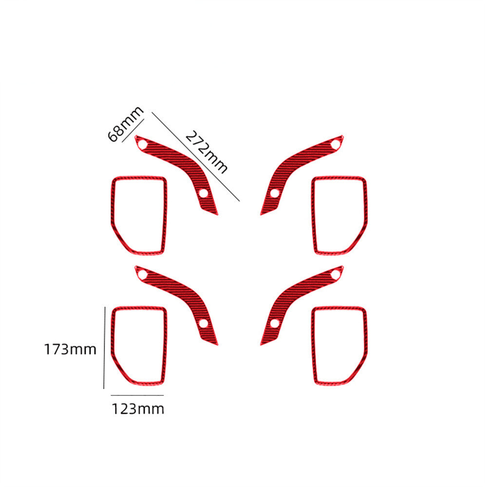 8Pcs Red Carbon Fiber Interior Door Handle Cover Trim for Jeep for Wrangler JK 11-17