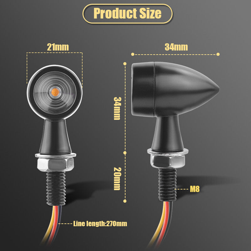2X Motorcycle Bullet for Mini Turn Signals Blinker Light Brake Lamp Amber Red LED