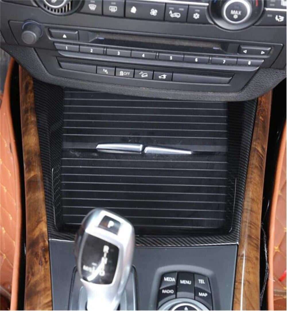 Carbon Fiber ABS Water Cup Holder Panel Trim Fit for BMW X5 E70 X6 E71 2008-2013
