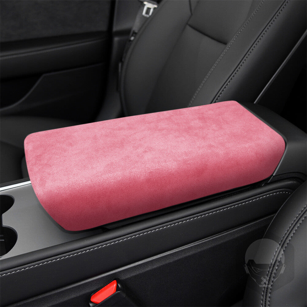 Suede Pink Car Center Console Armrest Box Panel Cover for Tesla Model 3 2017-23
