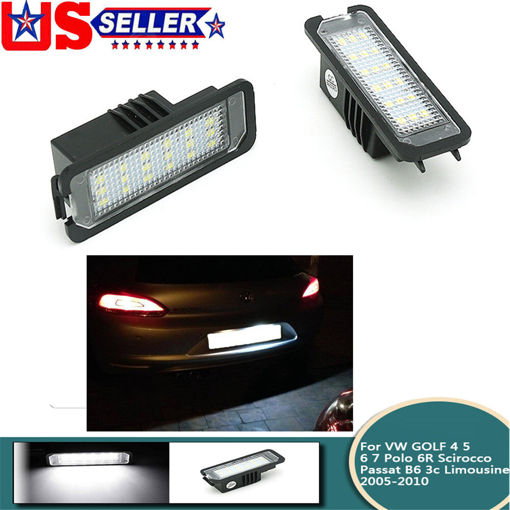 2Pcs LED Number License Plate Lights Lamps for VW GOLF4 1997-2005 Lupo