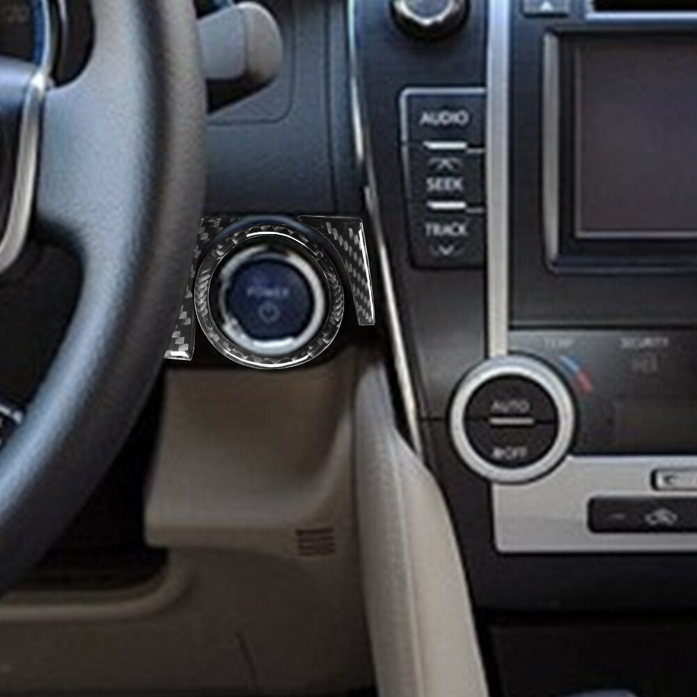 3X Carbon Fiber Engine Start Swich Button Trim Cover for Toyota for Camry 2012-2014