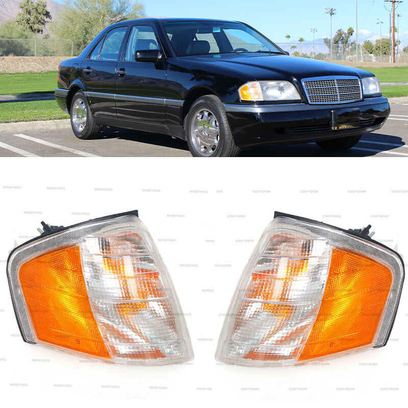 Pair for Mercedes-Benz C Class C220 1994-2000 Front Corner Lamp Turn Signal Lamp