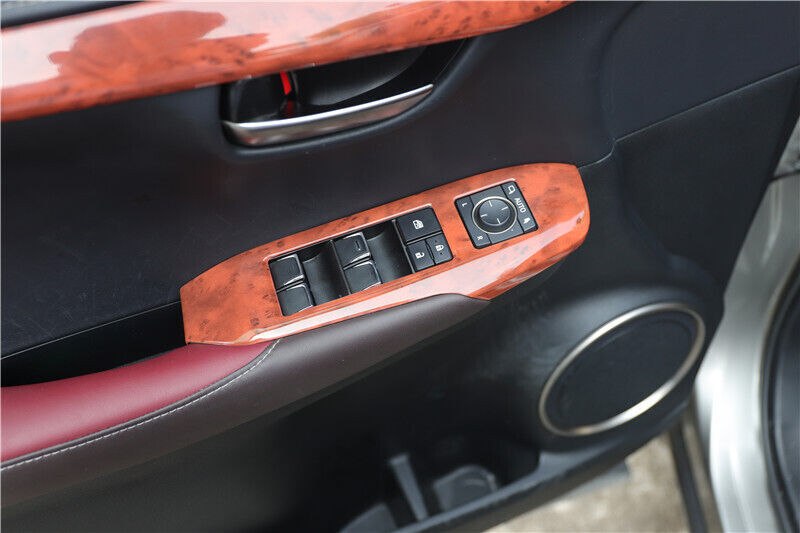Glass Window Lifting Lock Panel Trim Inner Fit for Lexus NX 2015-2020 Brown Wood