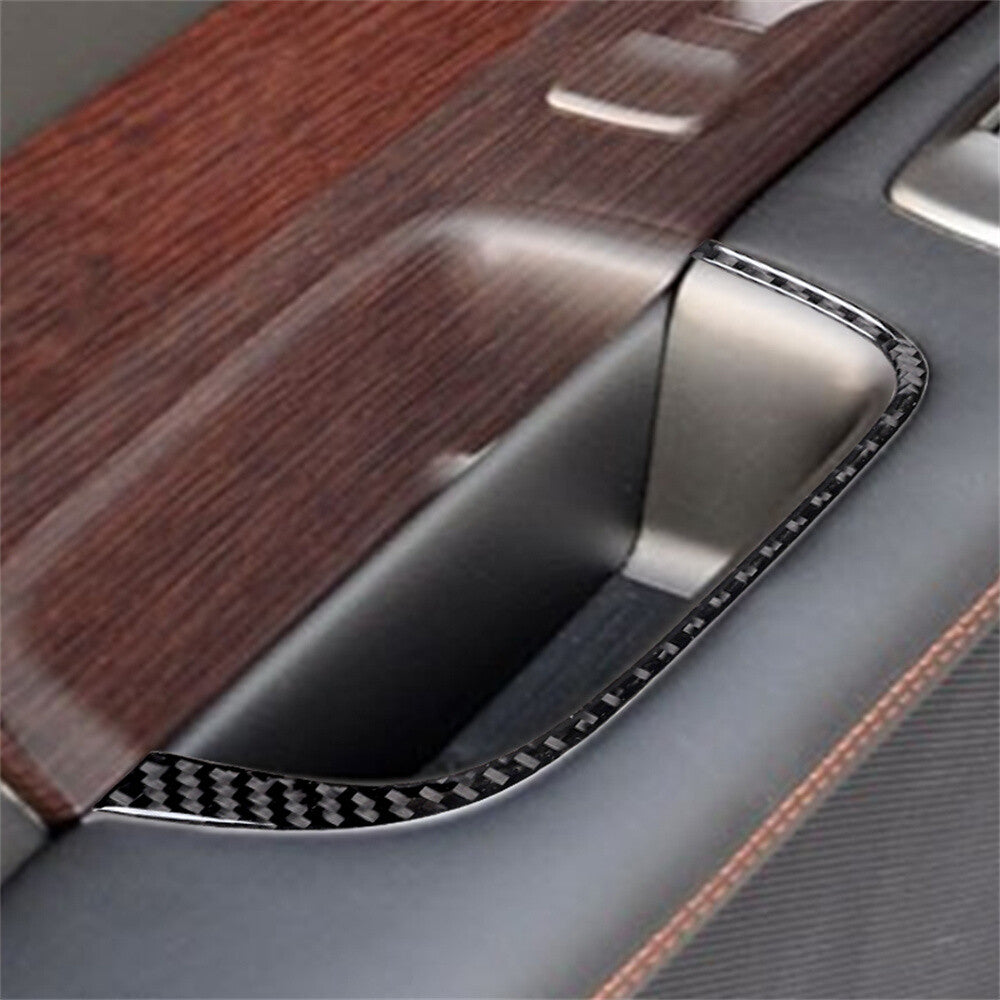 4¡ÁCarbon Fiber Inner Door Armrest Storage Box Panel Trim for Jaguar XF 2009-2011