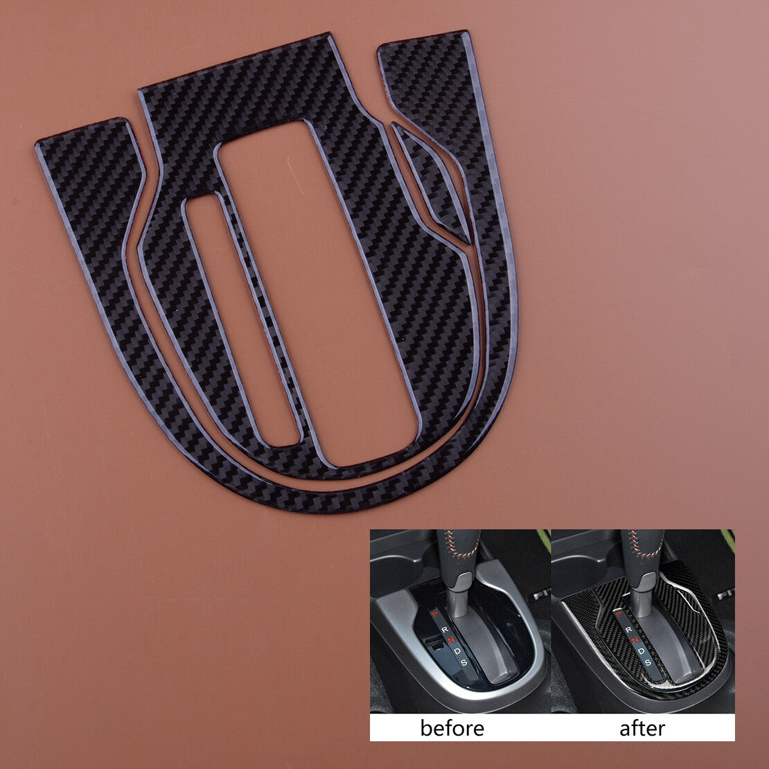Carbon Fiber Interior Gear Shift Panel Cover Fit for Honda FIT JAZZ 2014-2018