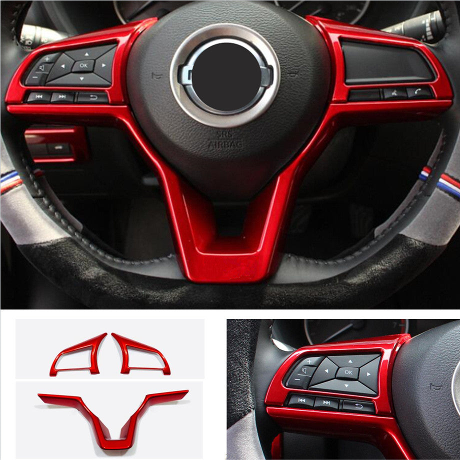Red Internal Steering Wheel Frame Moulding Trim 3X for Nissan Versa 2020-2023
