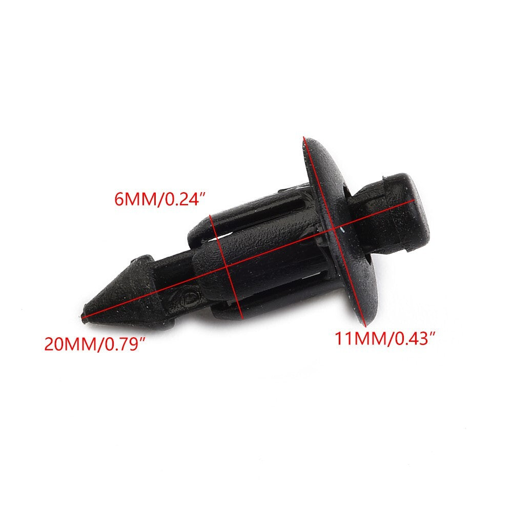 50 Pcs 6MM Plastic Snap Clips Rivets Fairings Black for Honda for Suzuki
