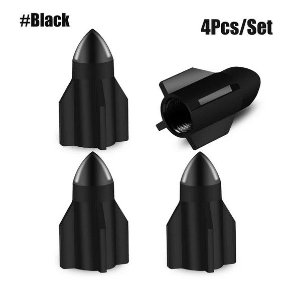 4-piece car tire valve cover rod air dust cover black and white skull for Cadillac