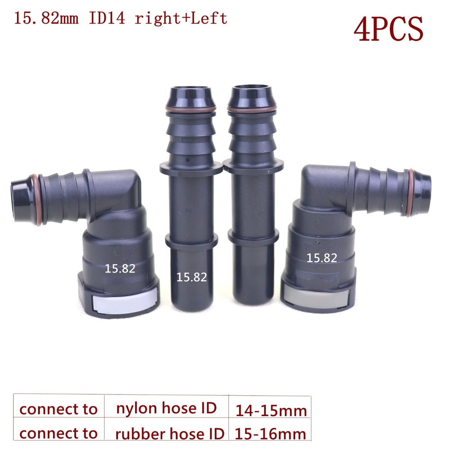2Set 15.82mm ID14 L+R Car Fuel Line Hose Pipe Quick Release Plastic Connector