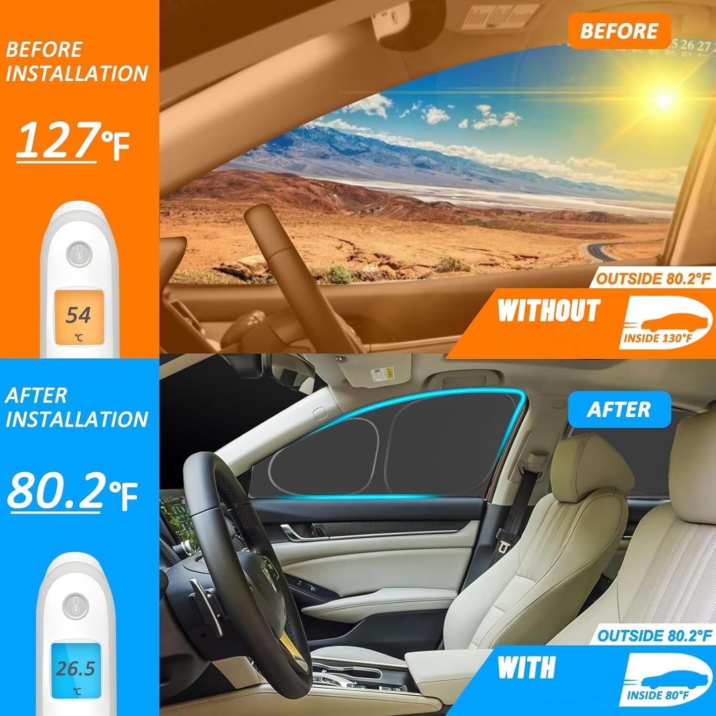 6pcs For 2020-2024 for Tesla for Model Y Side Windows Sun Shade Foldable Privacy Cover