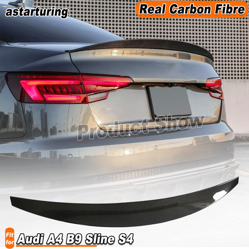 Fit for Audi A4 B9 B9.5 SLINE S4 2017-2024 REAL CARBON Rear Trunk Spoiler Wing