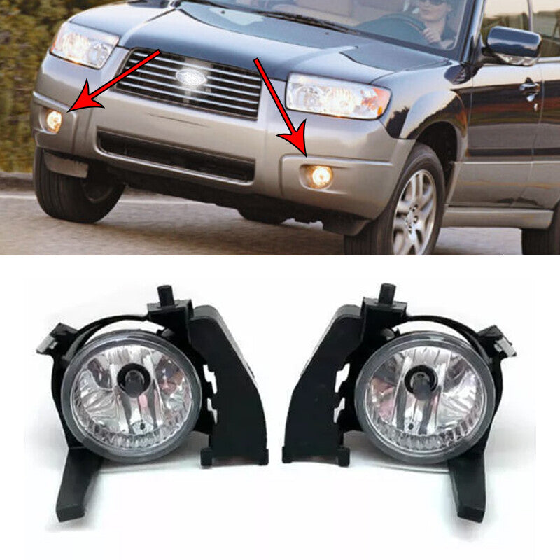 2PCS Front Bumper Glass Lens Fog Lamp Bulb for Subaru Forester SG 2006-2008