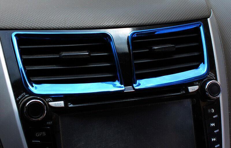Fit for Hyundai Accent 2012-2017 Blue Steel Middle Console Air Outlet Vent Trim