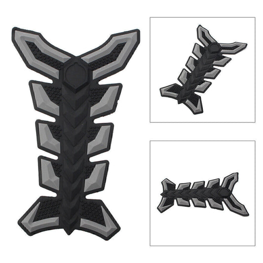 Gas Fuel Oil Tank Pad Fish Bone 3D Decal Sticker Protector Motorcycle Gray New