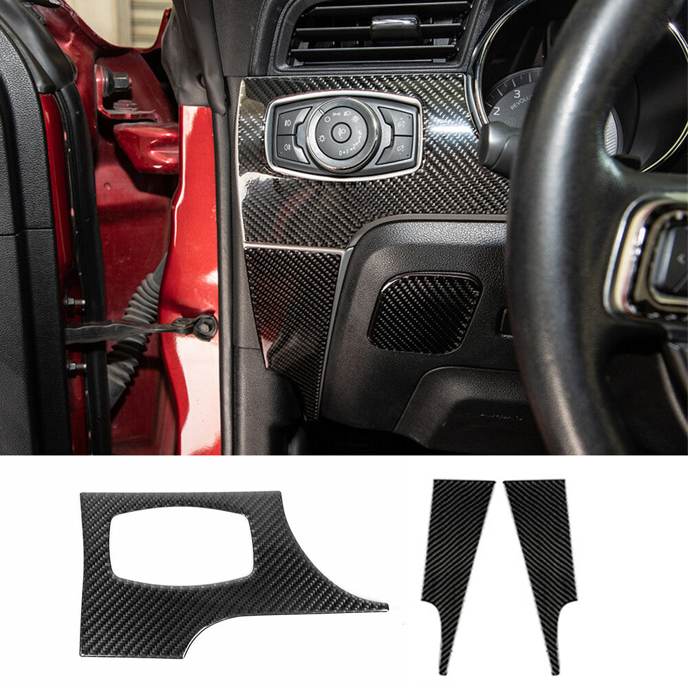 12Pcs Carbon Fiber Interior Steering Wheel Set Trim Kit for Ford for Mustang 2015-23