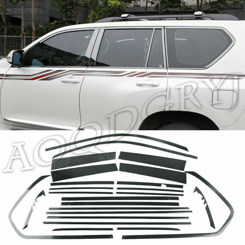 for Toyota Prado 2010-2021 Black steel Full Window Sill Molding Cover Strip 24x