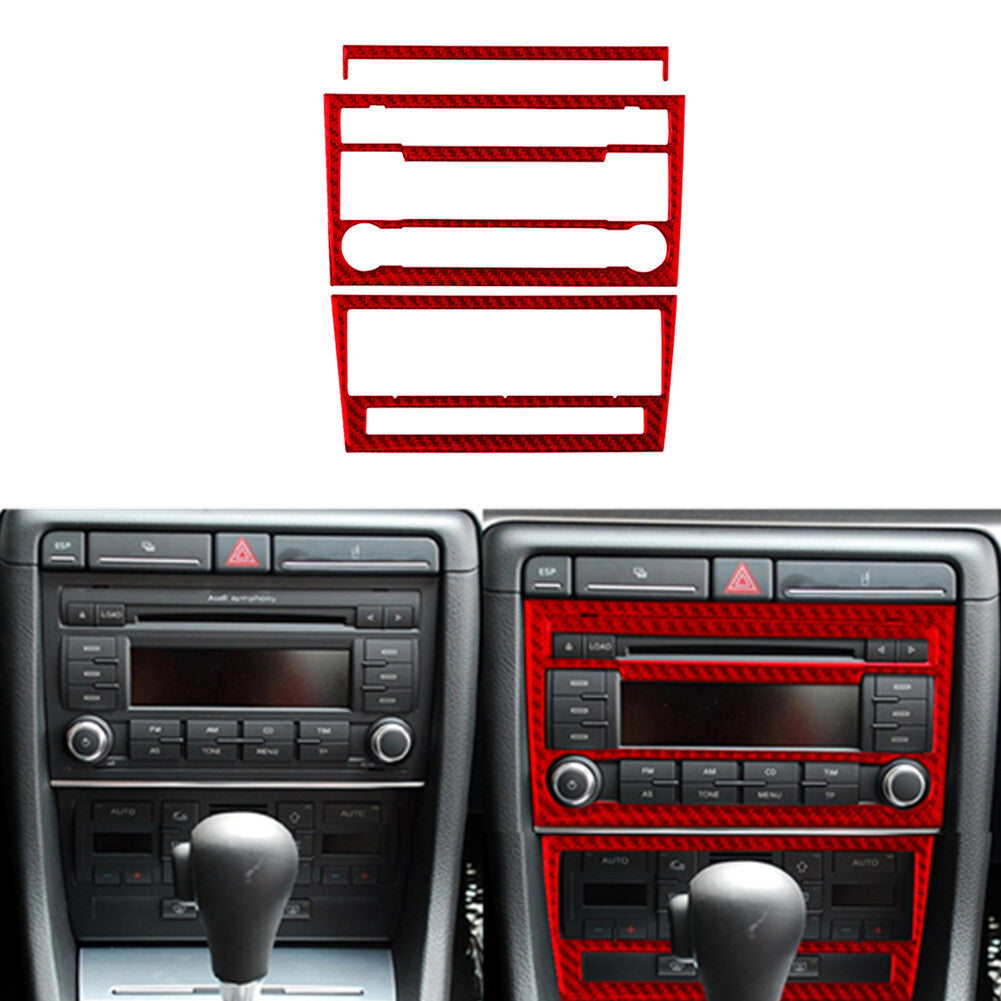 Red Carbon Fiber Full Set Interior Cover Trim Kit for Audi for A4 S4 B7 2005-2008