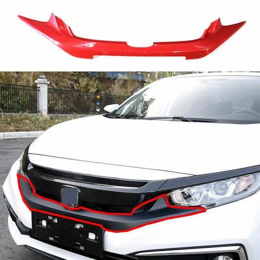 for Honda for Civic Sedan 2019-21 Red ABS Front Lower Mesh Grille Molding Cover Trim