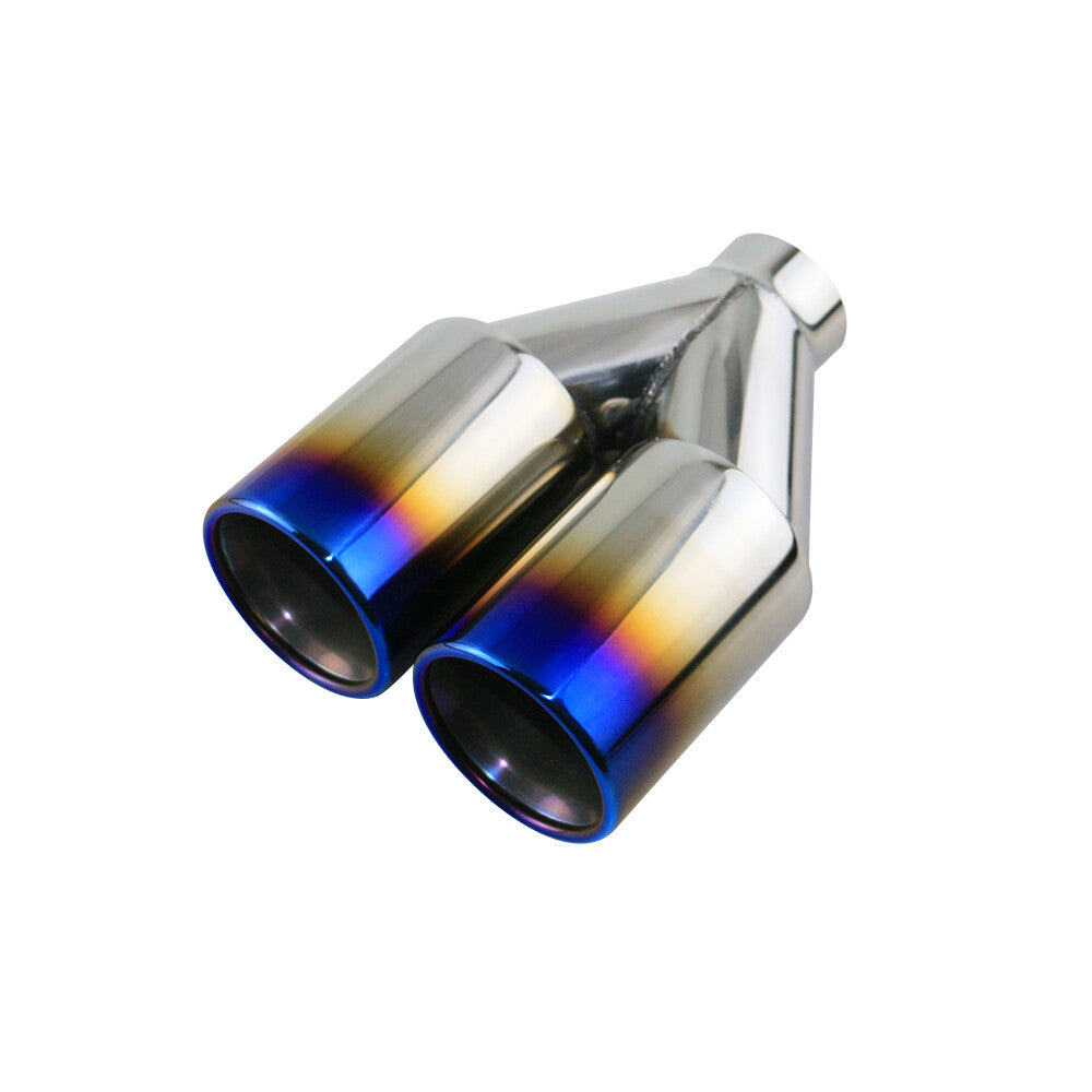 Blue 2.5 ID 3.5'' OD Universal End Double Wall Exhaust Tips Rolled Tips