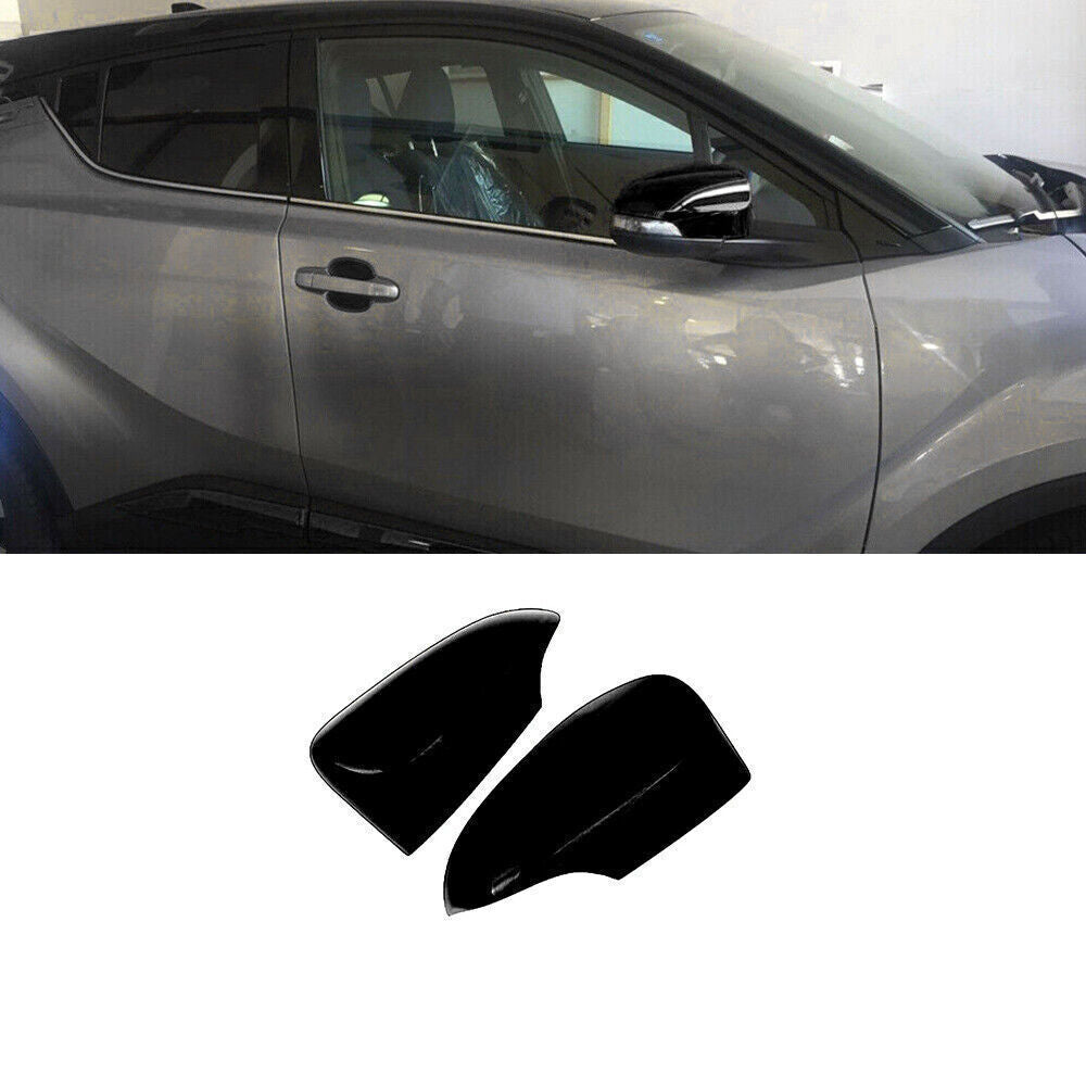 2P Side Door Rearview Mirror Cover Trim for Toyota C-HR CHR 2018-22 Piano Black