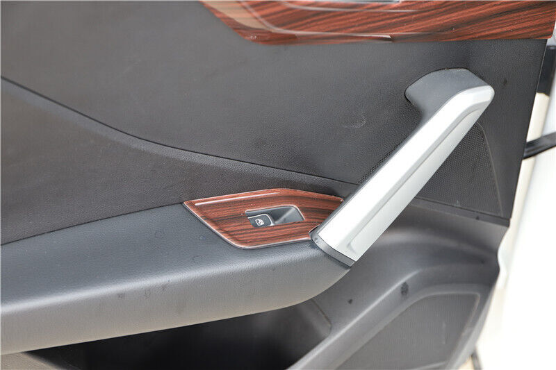 Car Glass Window Lifting Lock Panel Trim 4PCS Fit for Audi Q2L 18-2021 Red Wood