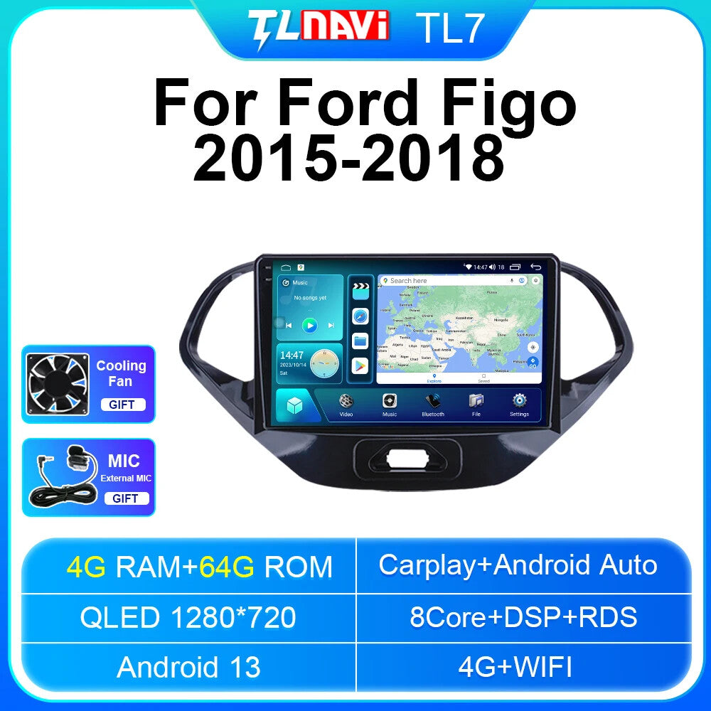 for Ford Figo 2015-2018 CarPlay GPS Head Unit Car Radio Multimedia Video Player