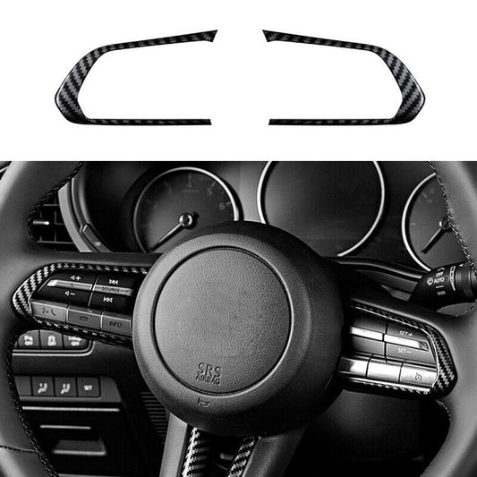 2P for Mazda 3 Axela 2019-2022 ABS Carbon Fiber Steering Wheel Button Cover Trim
