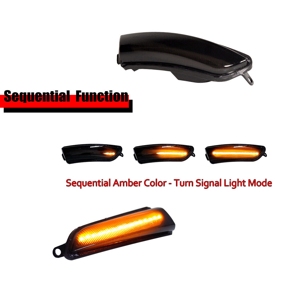 Applicable to 2011-20 for Chrysler 300 Smoked with Amber LED Side Mirror Sequence Lights