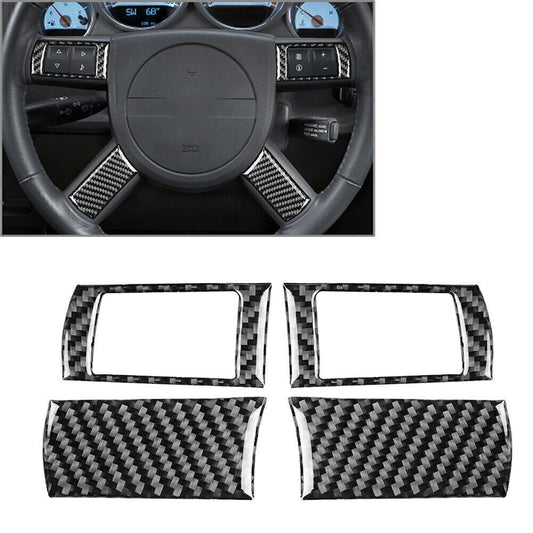 4 Pcs Carbon Fiber Steering Wheel Button Cover Trim for Dodge for Challenger 2008-10