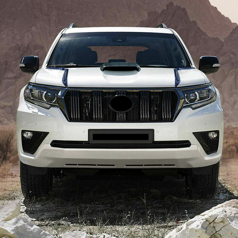 2X Glossy Black Front Bumper Fog Lamp Trim Cover for Toyota Prado FJ150 2018-21