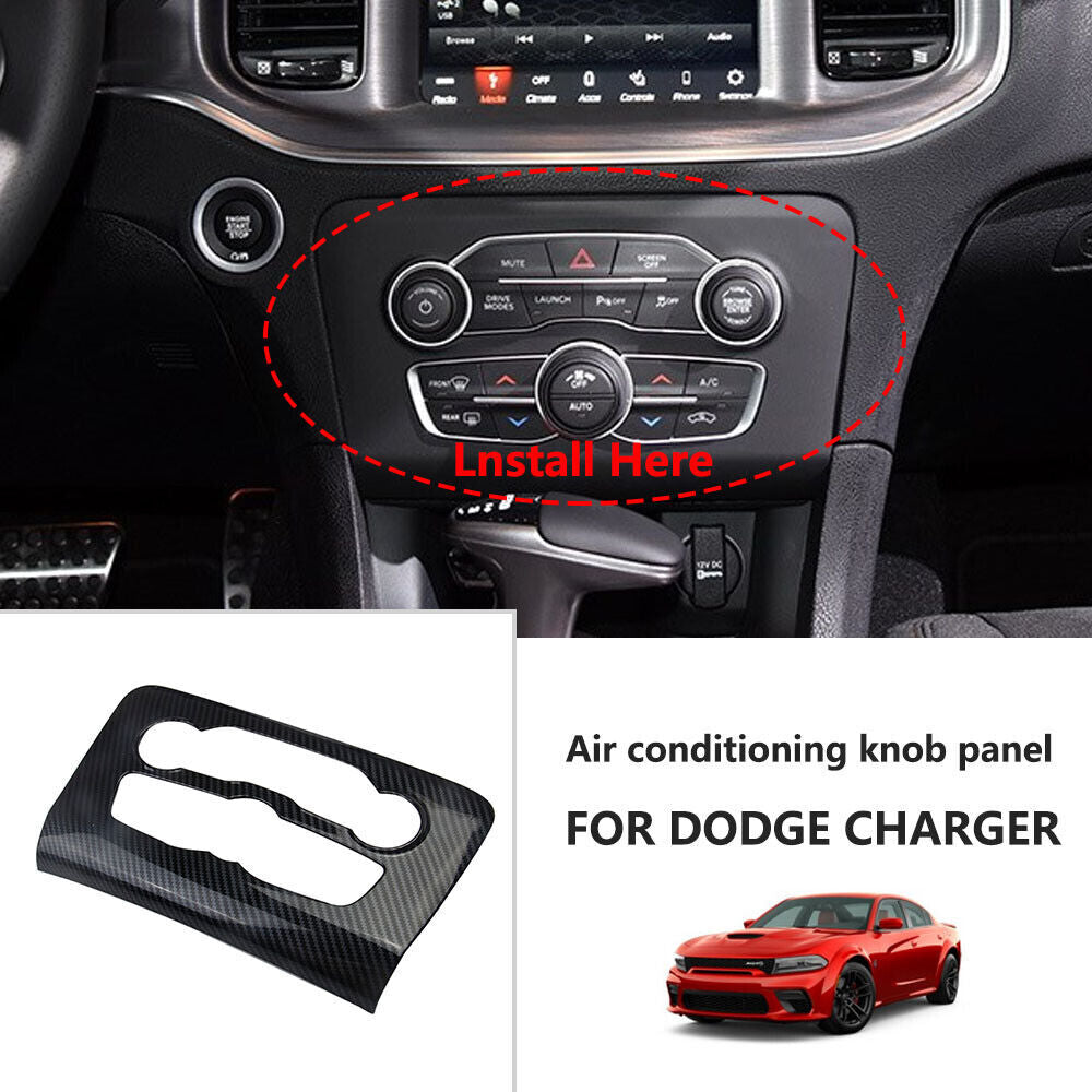 Carbon Fiber Indoor Central Control A/C Panel Cover Trim for Dodge Charger