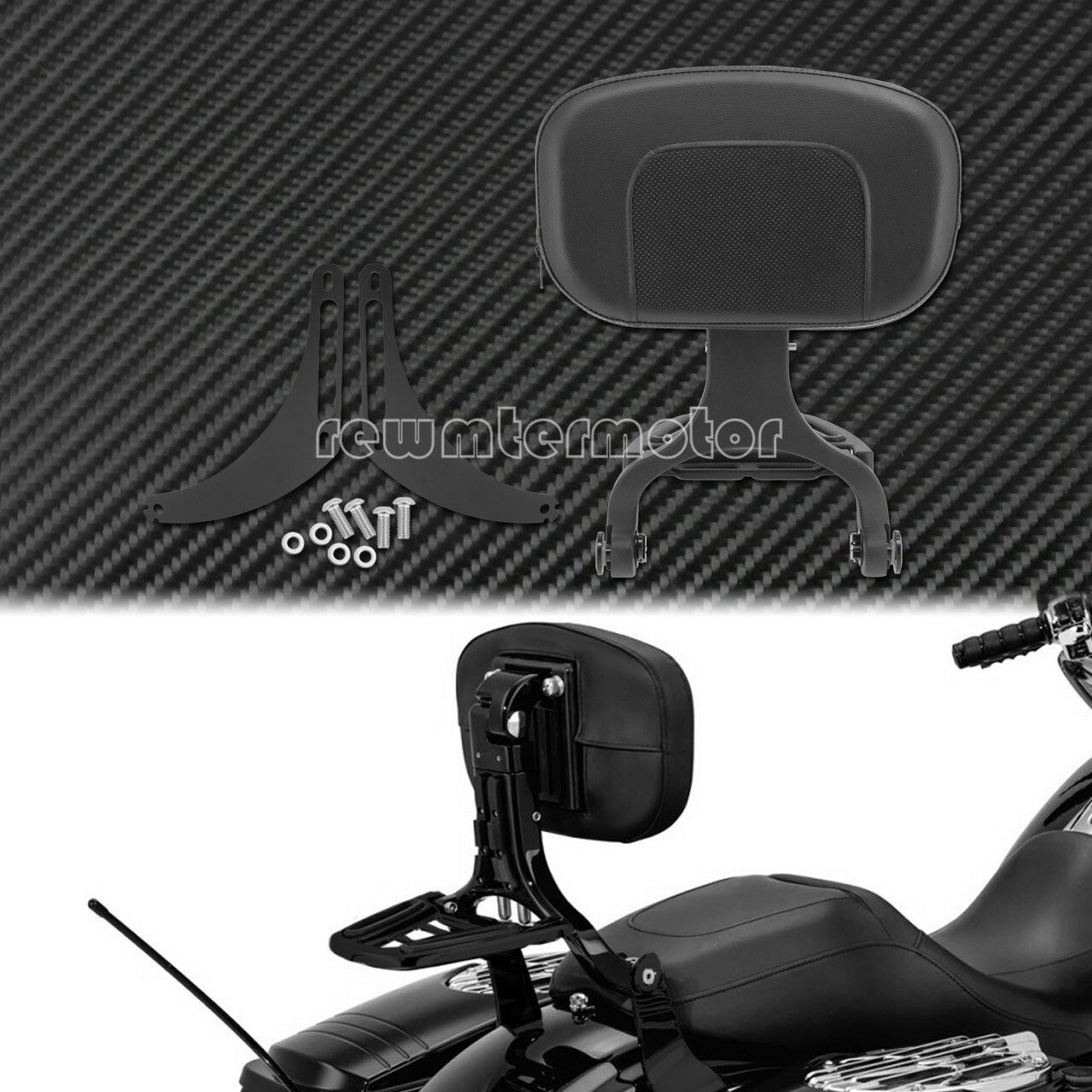 Multi-Purpose Black Driver  Passenger Backrest Fit for Harley Steet Bob 18-20