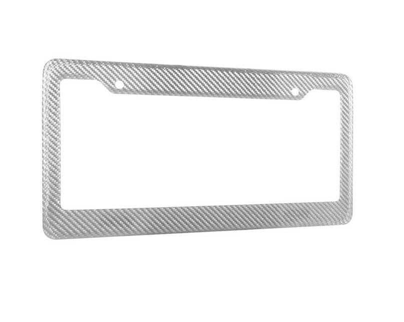 True silver carbon fiber rear cover for car license plate frame cover, suitable for Toyota