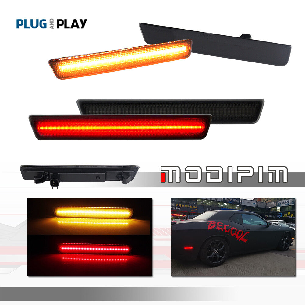 Smoke-enhanced amber front and red rear LED side marker lights for the 2015-23 for Dodge for Challenger .