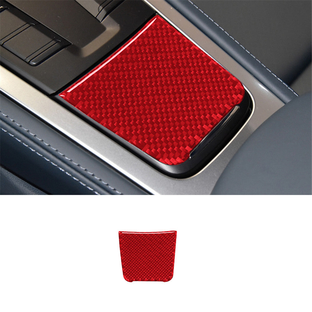Red Carbon Fiber Front Cigarette lighter Cover Trim for Porsche 718 2016-2022