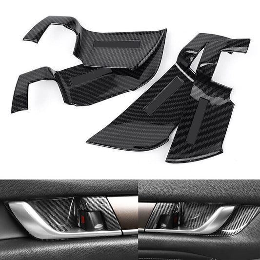 Carbon fiber style car interior door handle cup covers suitable for 2018 for Honda Accord