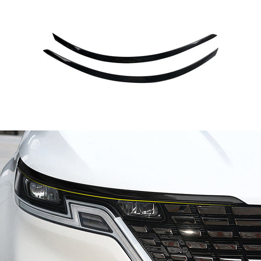 for Kia Carnival 2022-2023 Glossy Black Headlight Eyelid Trim Cover Eyebrows 2x