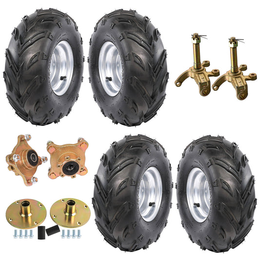 4-piece set of 16x8-7 tires and rims with 4 lugs + 23T axle for go-karts, all-terrain vehicles, and lawnmowers (Kazuma)