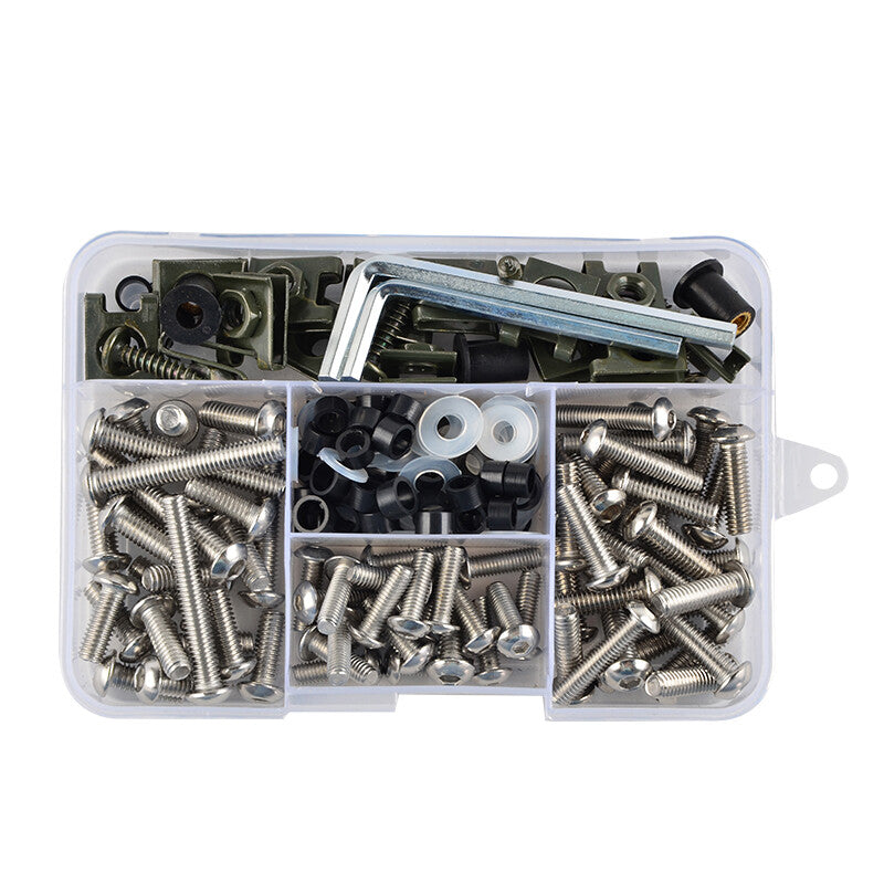 155-piece set of stainless steel motorcycle/scooter shell fairing bolts, screws, and nuts.