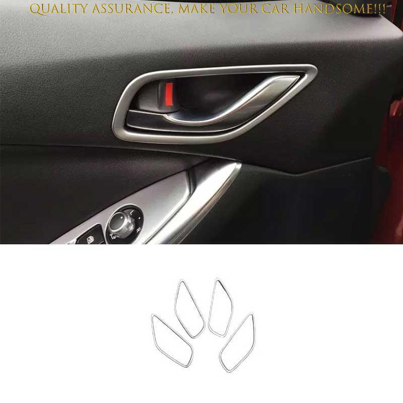4P for Mazda CX-5 CX5 13-15 Matte Silver Inner Door Handle Lock Frame Cover Trim