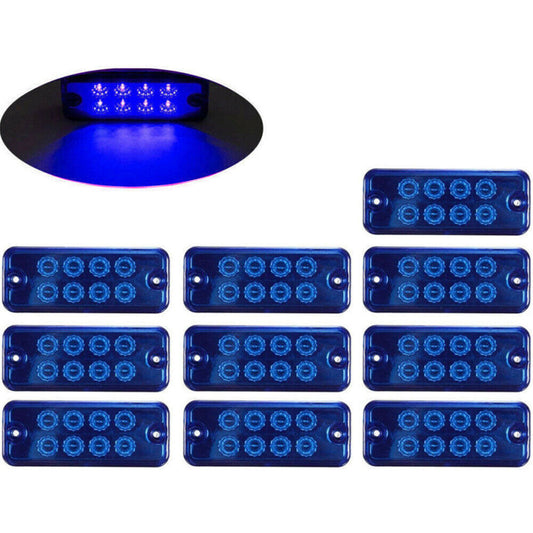 10X Blue 8LED Clearance Side Marker Light Indicator Lamp Truck Trailer Lorry RV
