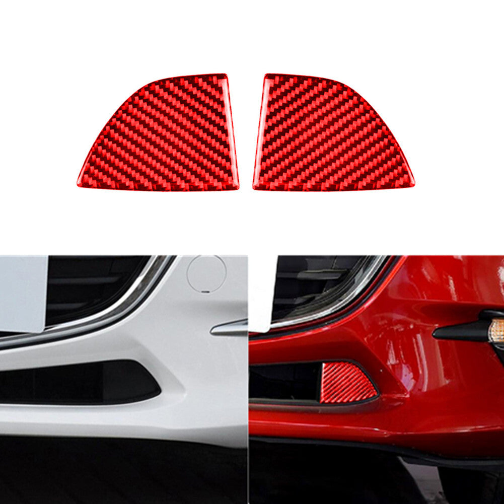 2Pcs Red Carbon Fiber Front Bumper Grille Cover Trim for Mazda 3 Axela 2017-2018