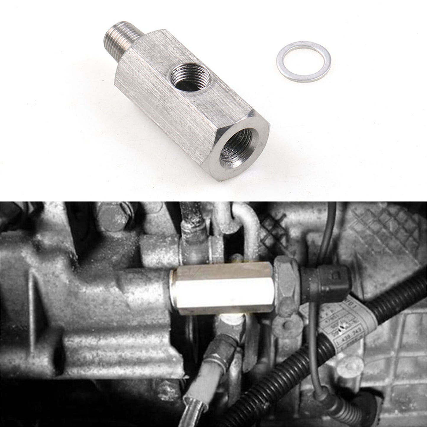 Stainless Steel Universal 1/8'' BSPT Tee for taping into OE oil pressure sender