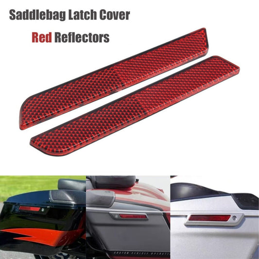Red Saddlebag Guard Latch Covers Reflectors for Harley Touring FLHT Road King