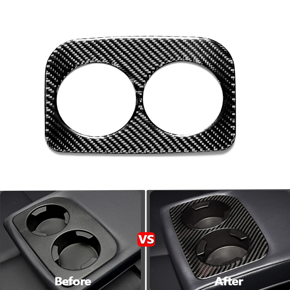 Carbon Fiber Rear for Seat Cup Holder Panel Cover Trim for Subaru Forester 2013-2018