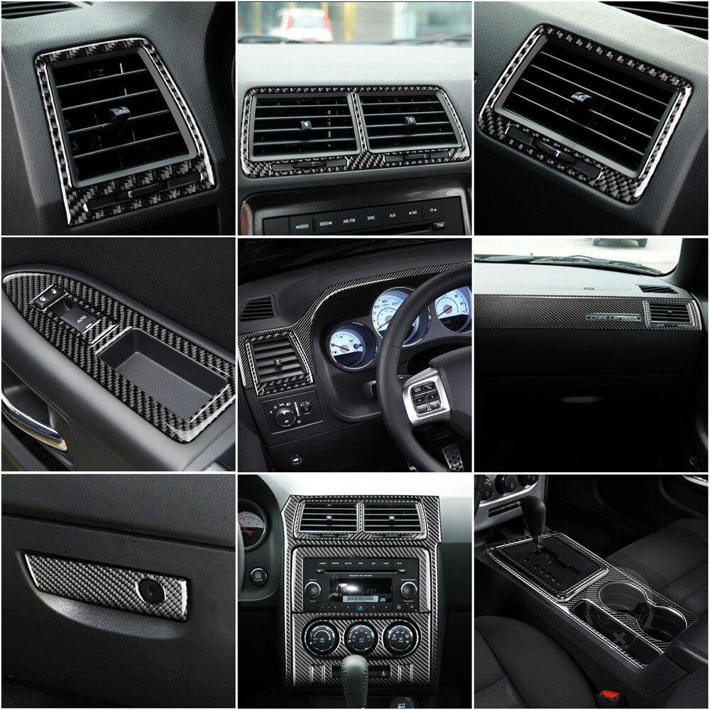 22Pcs Carbon Fiber Interior Full Set Kit Cover Trim for Dodge for Challenger 2008-14