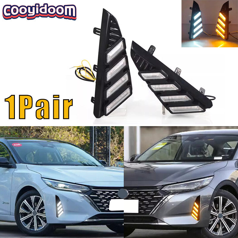 2-piece front bumper LED daytime running lights and fog lights for Nissan Sentra 2024-2025